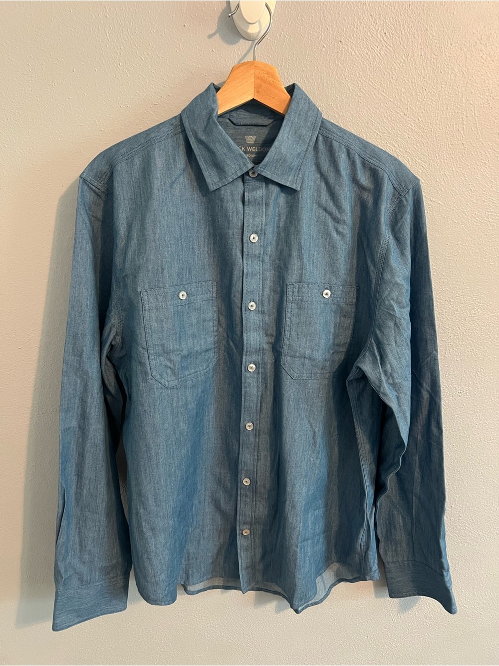 Mack Weldon Endeavor Work Shirt Light Blue Long-Sleeve Button-Down